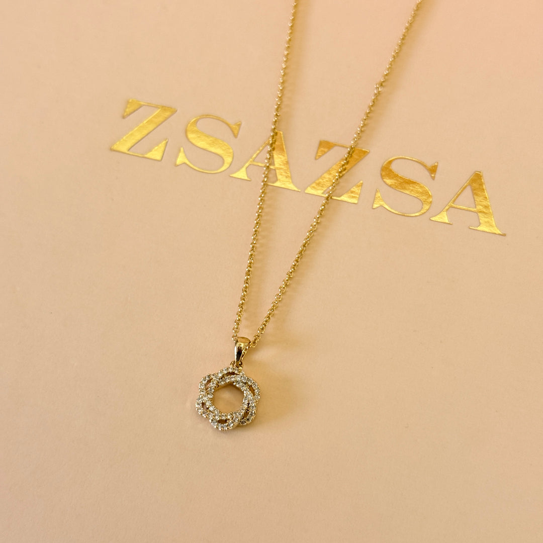 Zircone dainty twisted gold plated pendant