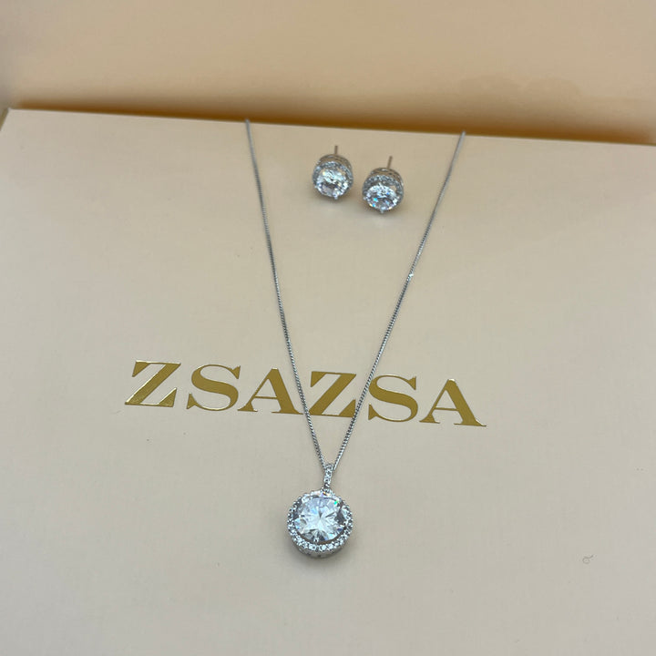 Silver zircone round set