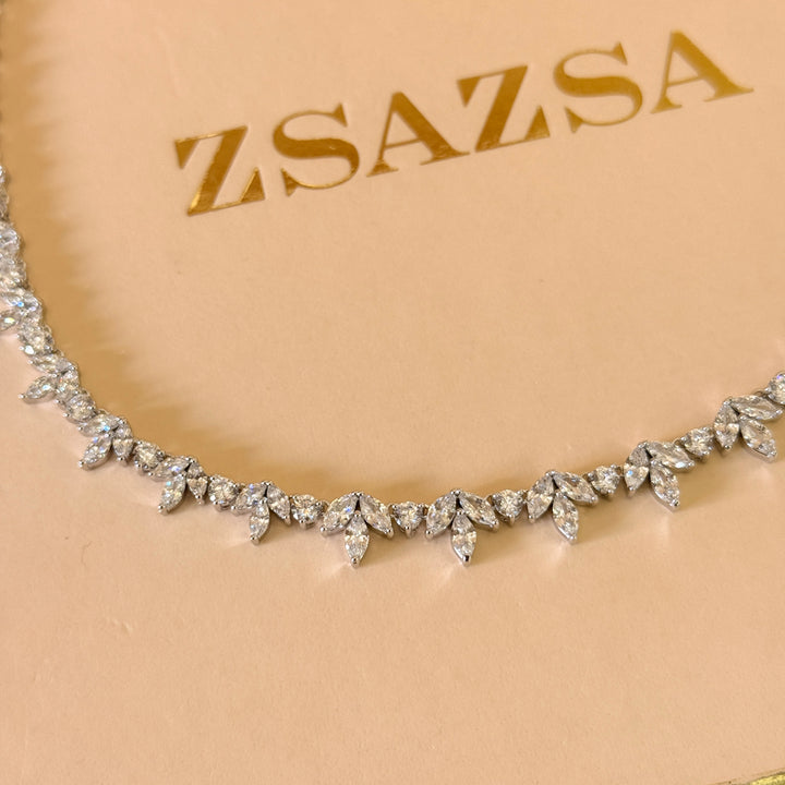 Marquise dainty zircone silver necklace