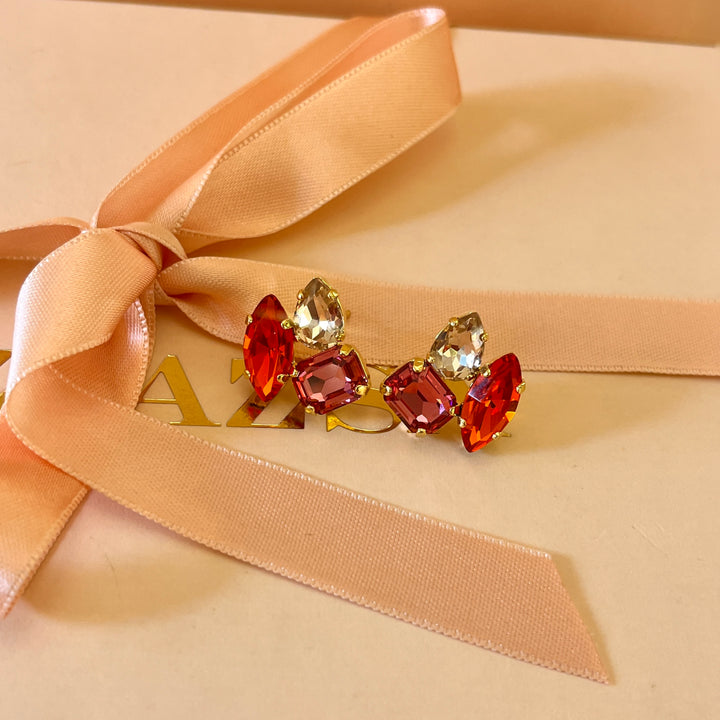 Fuchsia and orange Swarovski crystals set