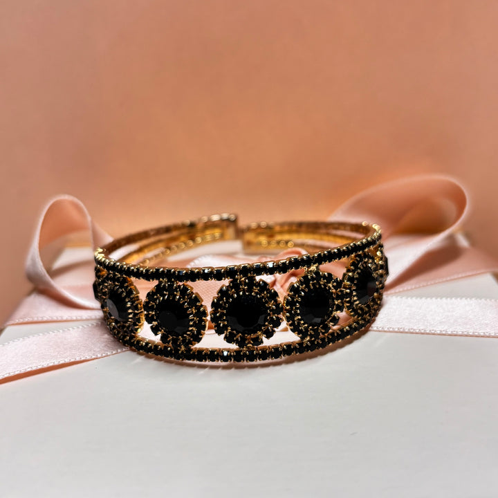 Black gold flowers bangle