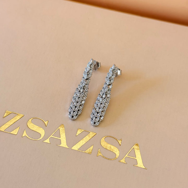 Dainty marquise zircone sterling silver earrings