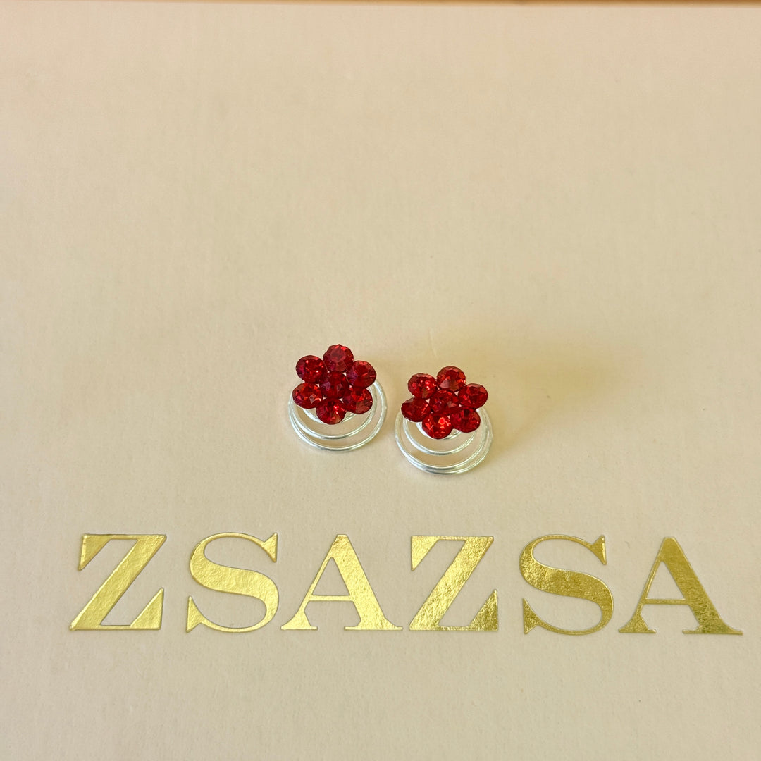 Rhinestone red dainty flower spiral hair