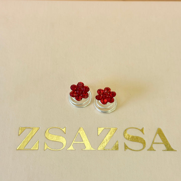 Rhinestone red dainty flower spiral hair
