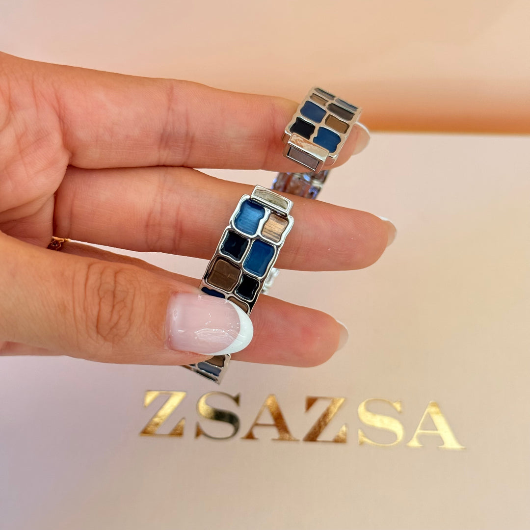 Blue & bronze silver Enamel Set