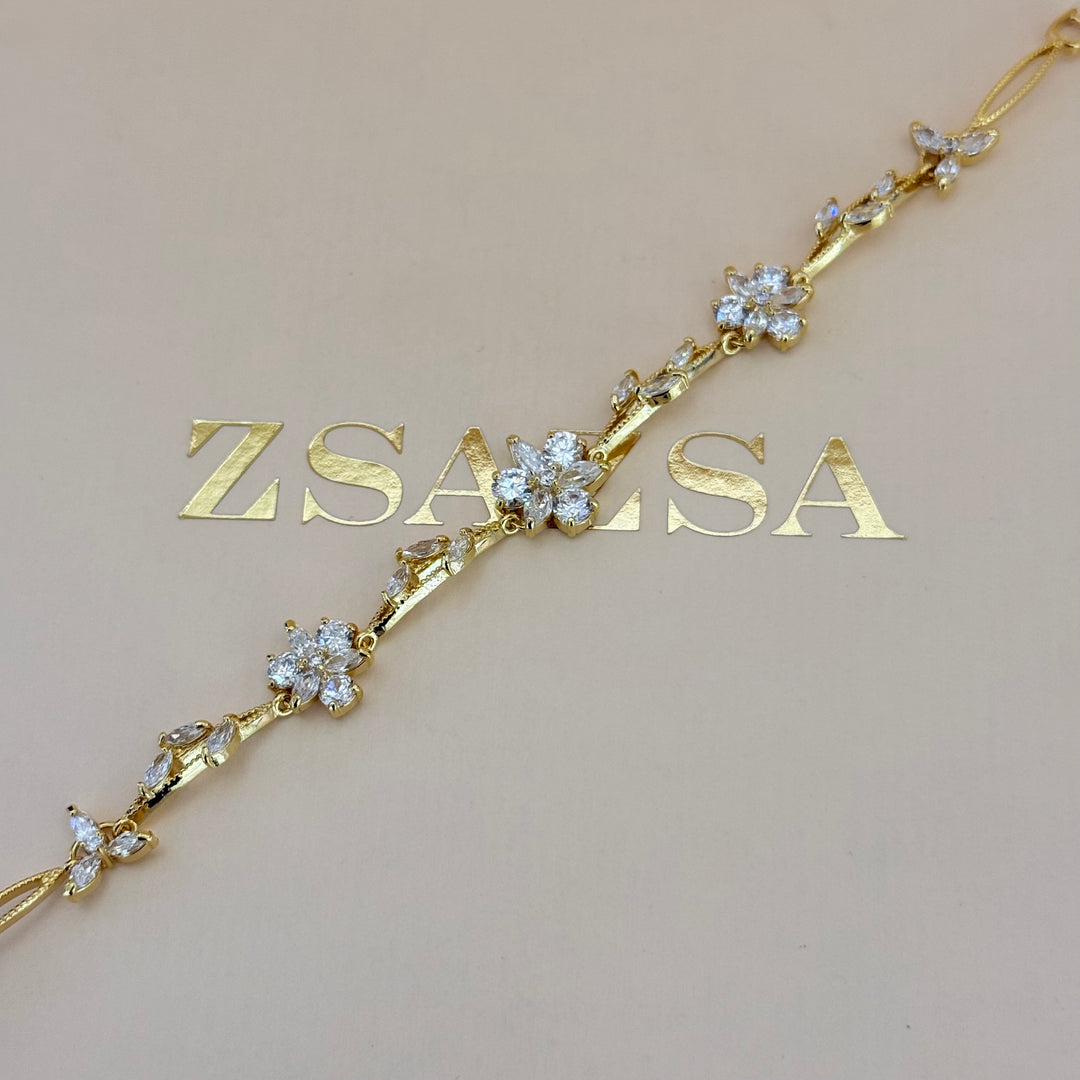 Flower zircone gold plated set