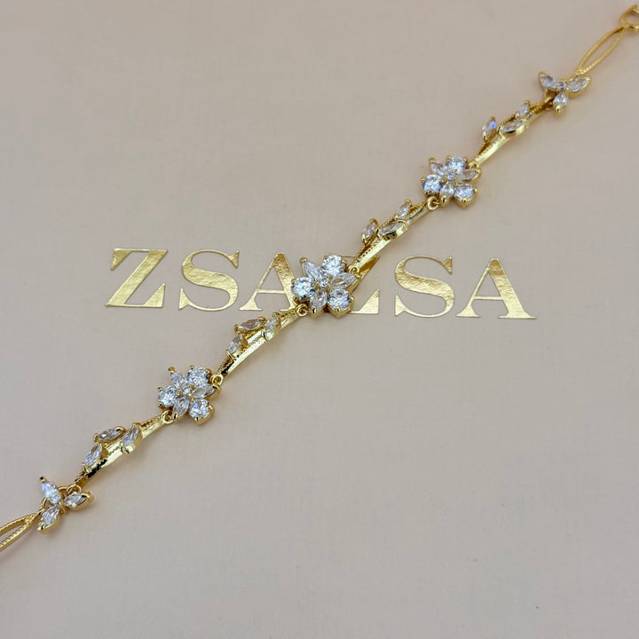 Flower zircone gold plated set