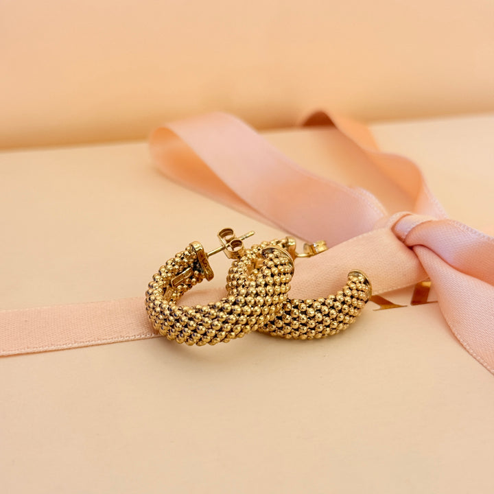 Textured gold plated hoops