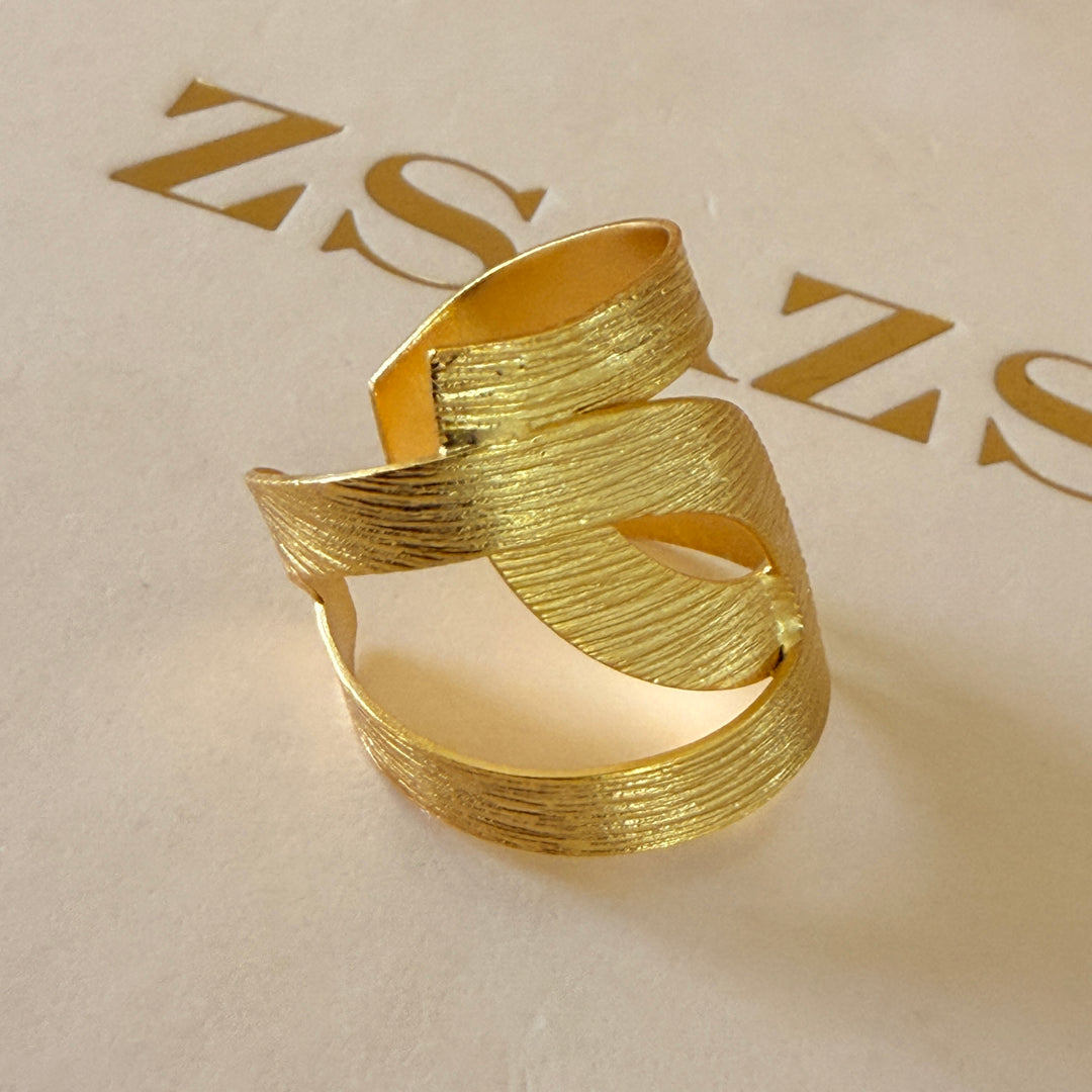 Handmade Twisted Shape Gold Ring | Gold Plated | ZsaZsa