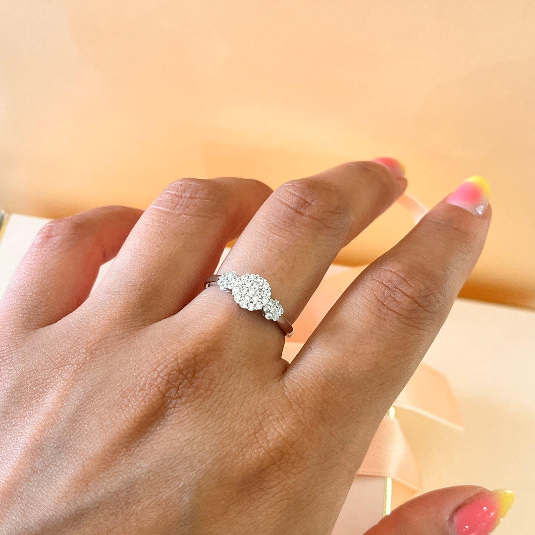 Zircone round white gold plated band ring