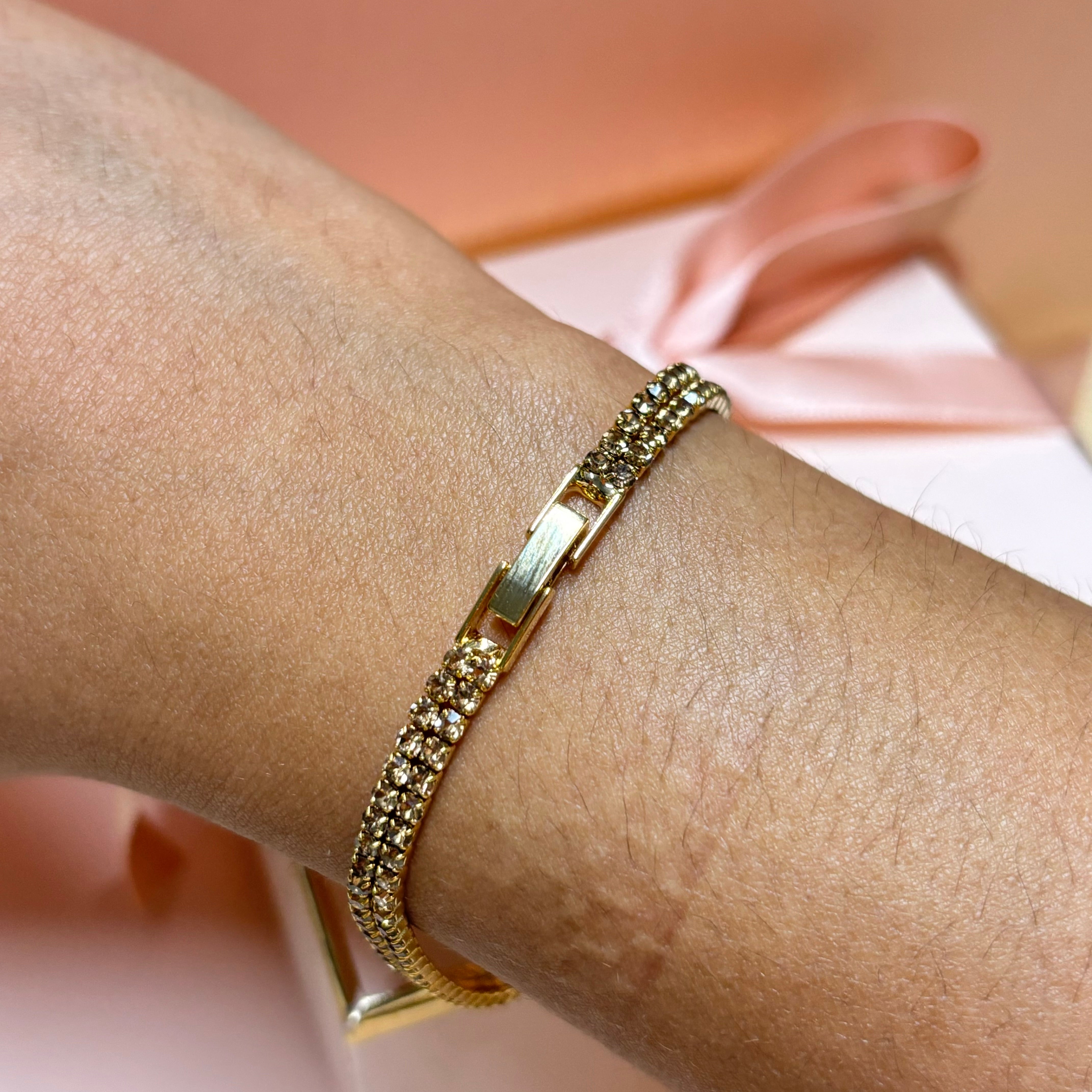 Dainty 2 rows bronze bracelet