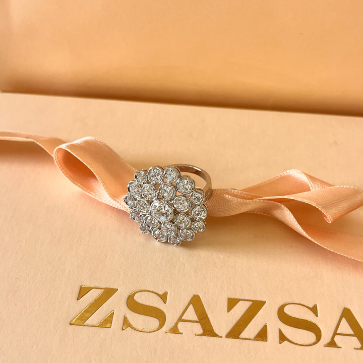 Statement white gold plated set