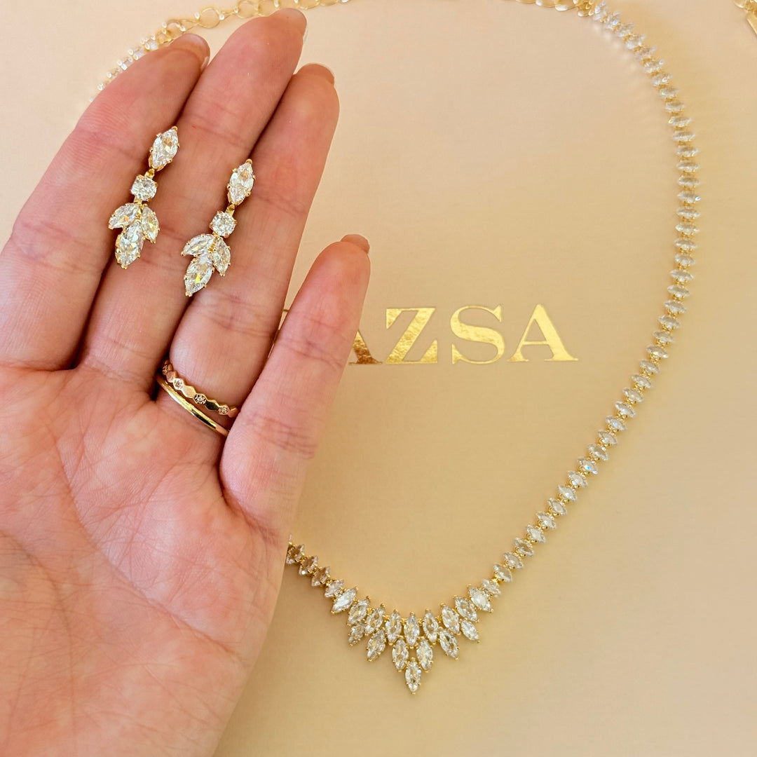 Marquise zircone gold plated set