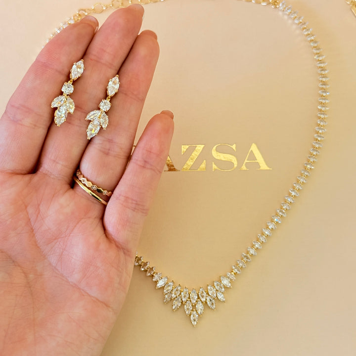 Marquise zircone gold plated set