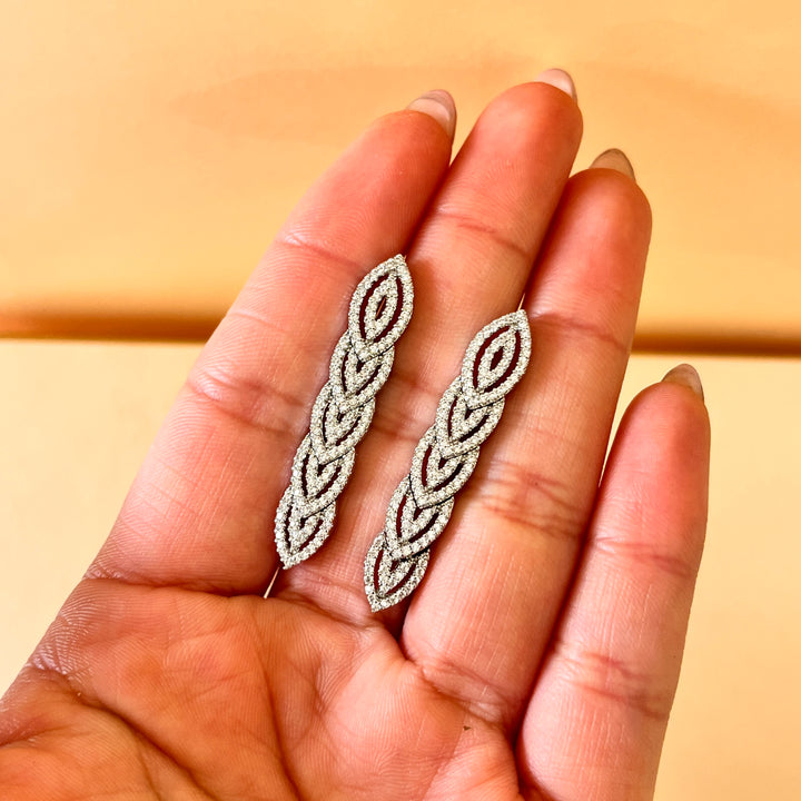 Leaf zircone white gold plated set