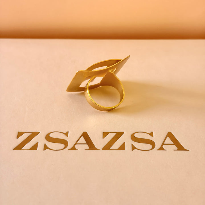 Handmade Hollow Square Gold Ring | Gold Plated | ZsaZsa