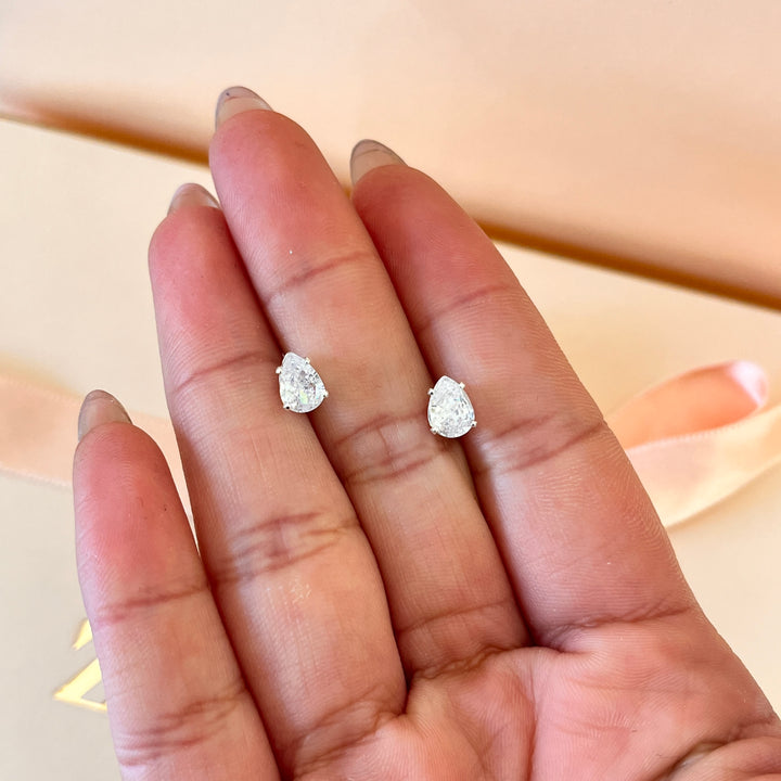 Teardrop zircone white gold plated set