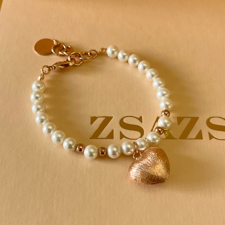 Heart rose gold & pearls set