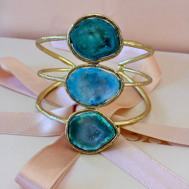 Gold plated geoda handmade set