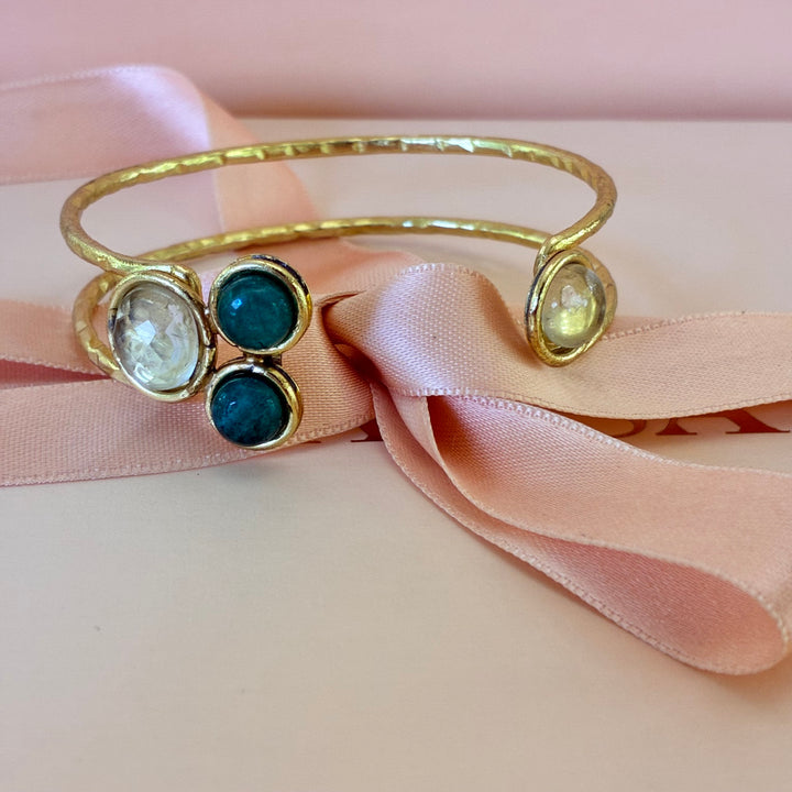 Handmade green gold plated set