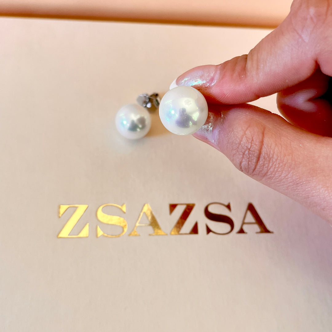 White Mallorca pearls white gold plated set