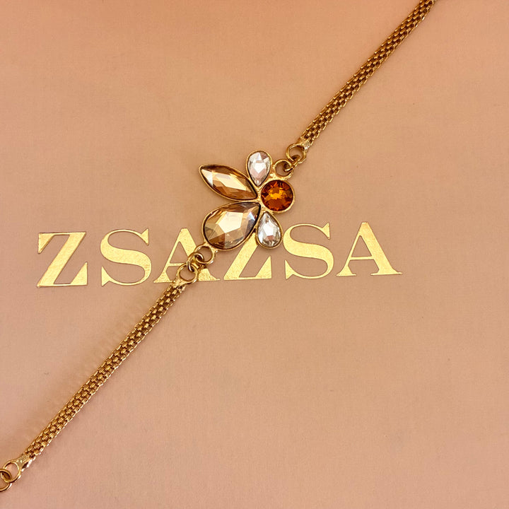 Marquise bronze Swarovski crystals bracelet