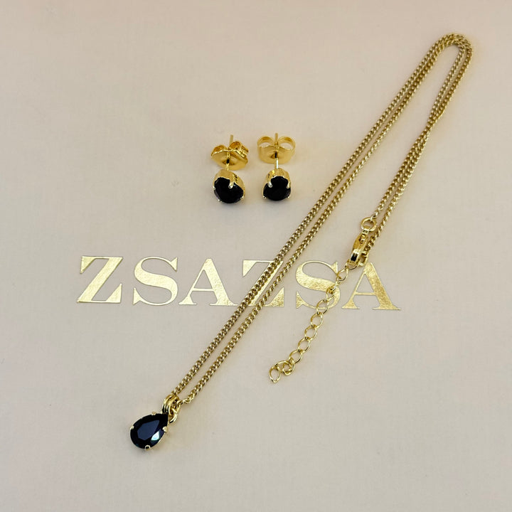 Dainty teardrop plum Swarovski crystals set