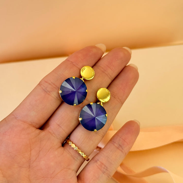 Round Purple Swarovski crystals earrings and ring