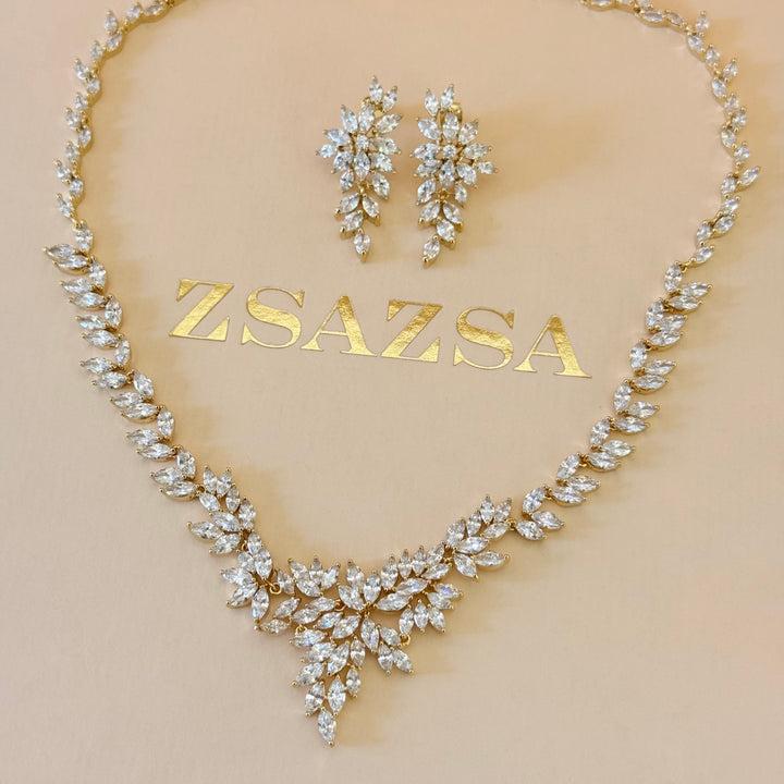 Marquise zircone gold plated set