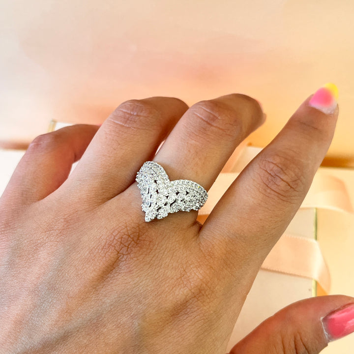 Zircone white gold plated marquise ring
