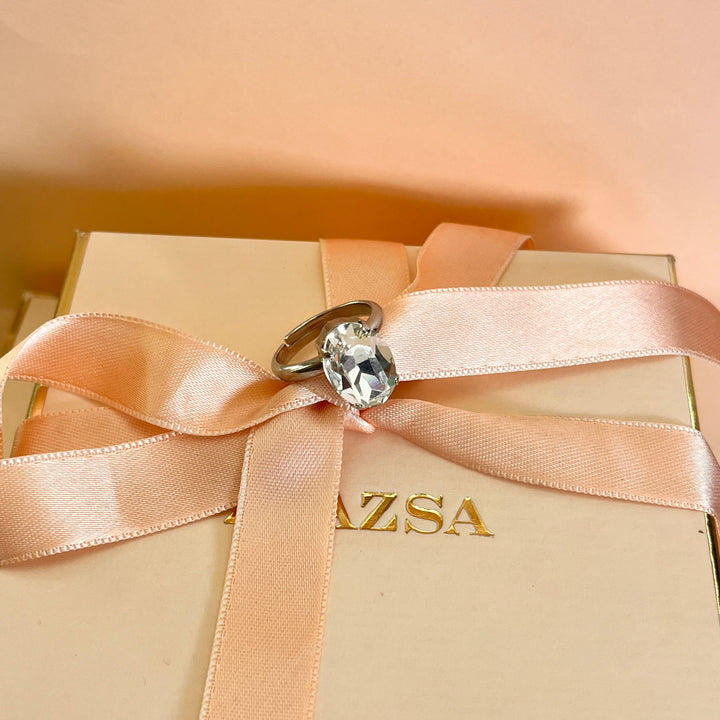 Swarovski crystals oval white gold plated ring