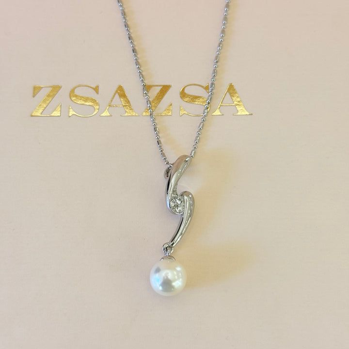 Swarovski crystals & pearl silver pendant set