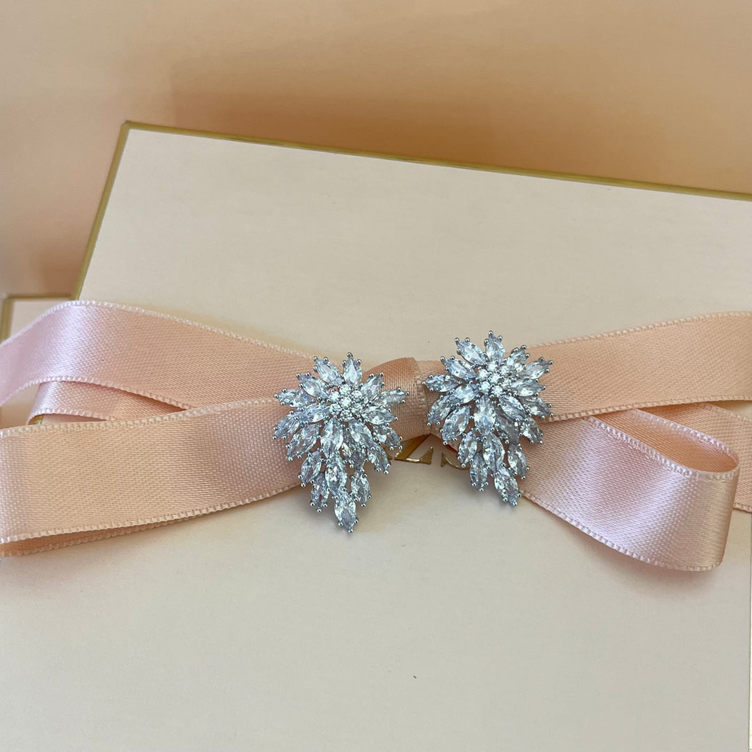Silver zircone marquise studs