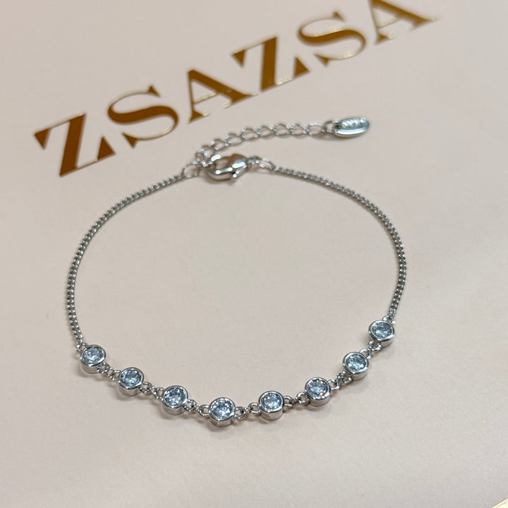 Dainty rounds zircone silver bracelet