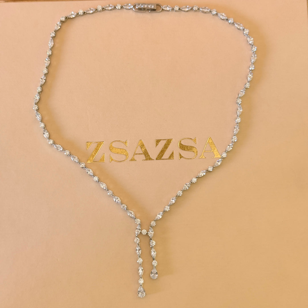 Marquise and teardrop zircone silver set