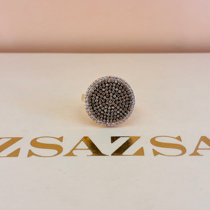 Round black zircone rose gold plated
