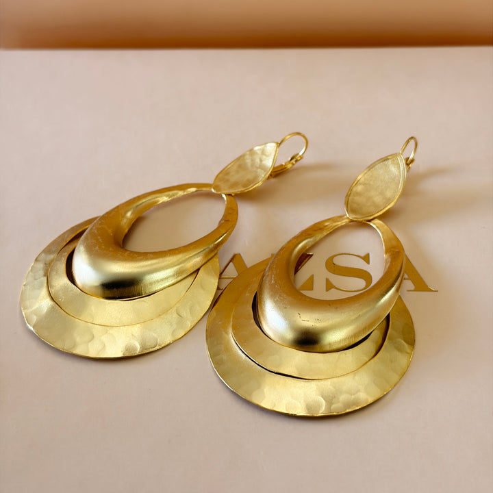 Handmade Statement Hollow Circles Gold Earrings | Gold Plated | ZsaZsa