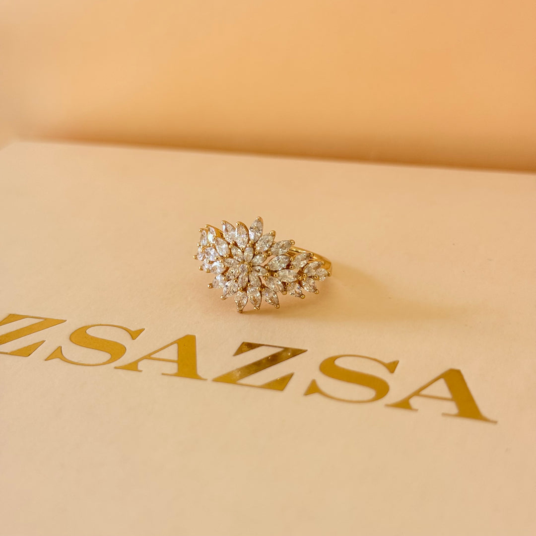 Flower marquise zircone gold plated set