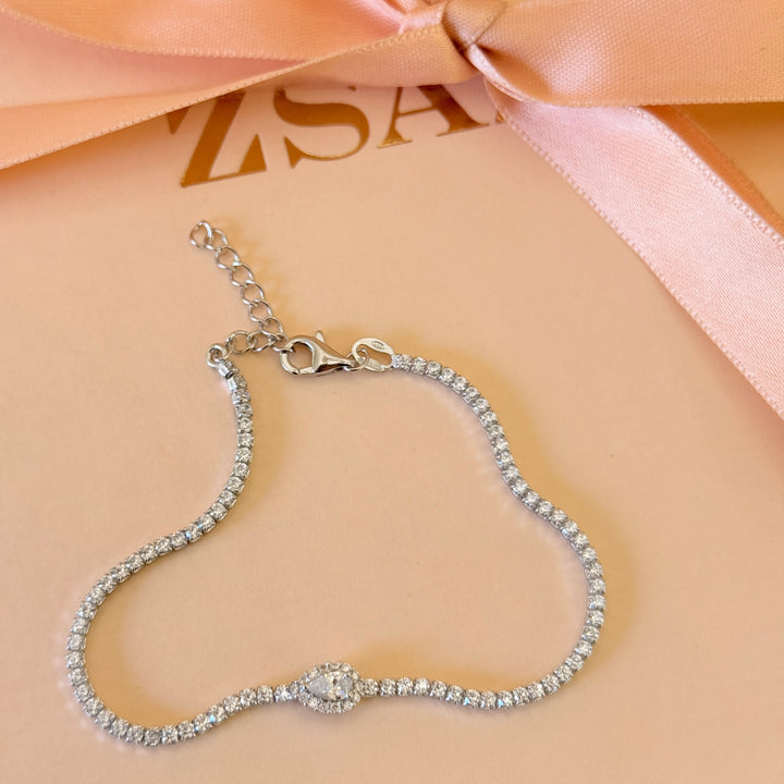 Dainty teardrop sterling silver bracelet
