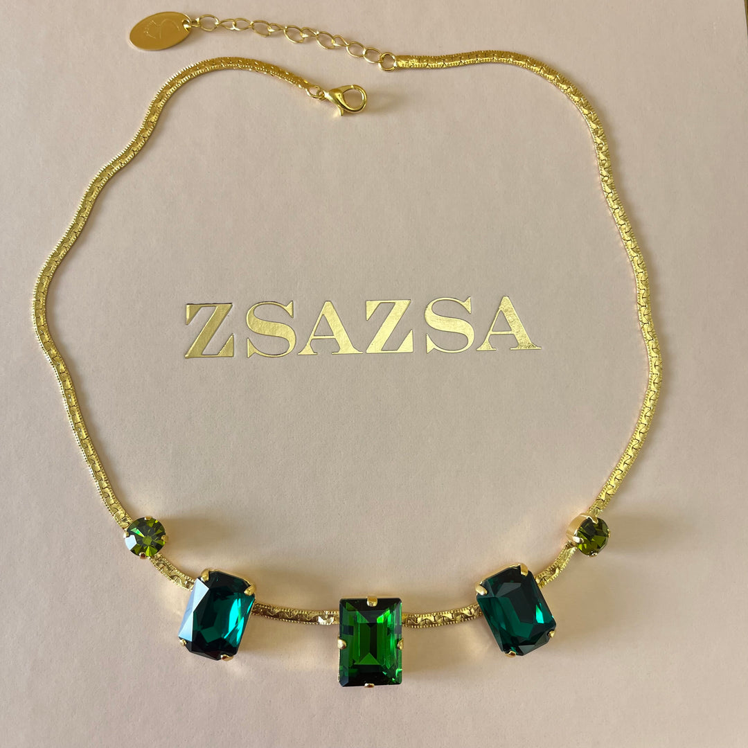 Green Swarovski crystals set