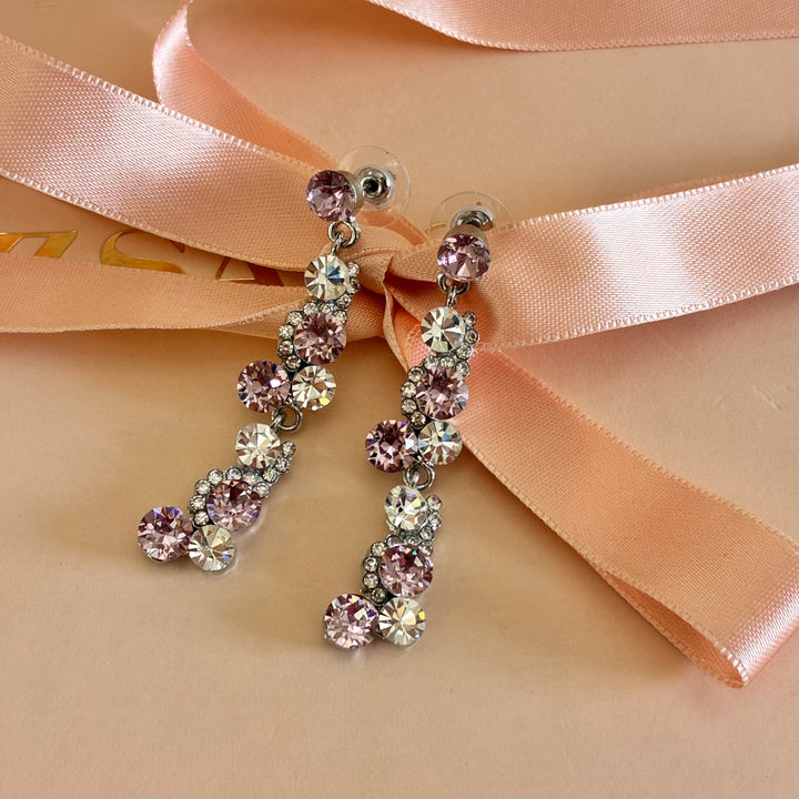Long lilac Swarovski cryastals earrings