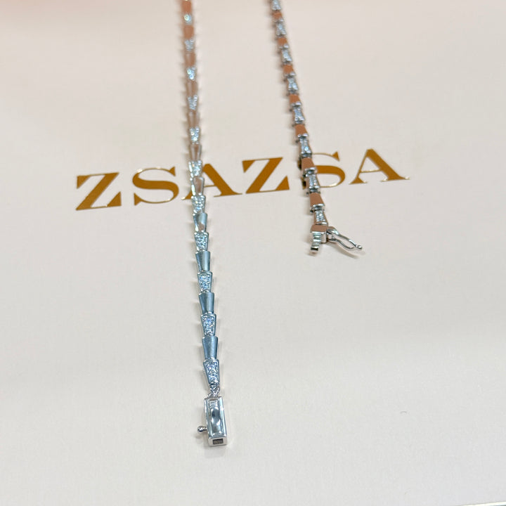 Y-Drop zircone sterling silver Necklace and bracelet