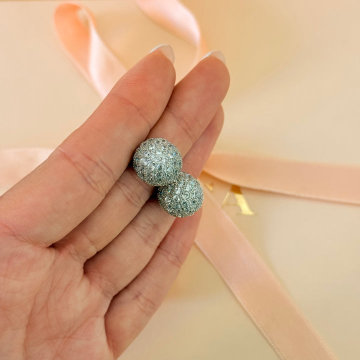 Ball zircone silver earrings