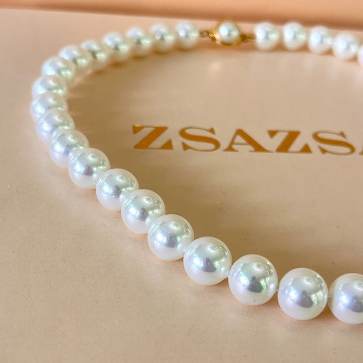 White Mallorca pearls gold plated necklace