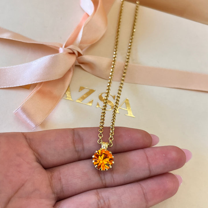 Orange Swarovski crystals pendant and ring