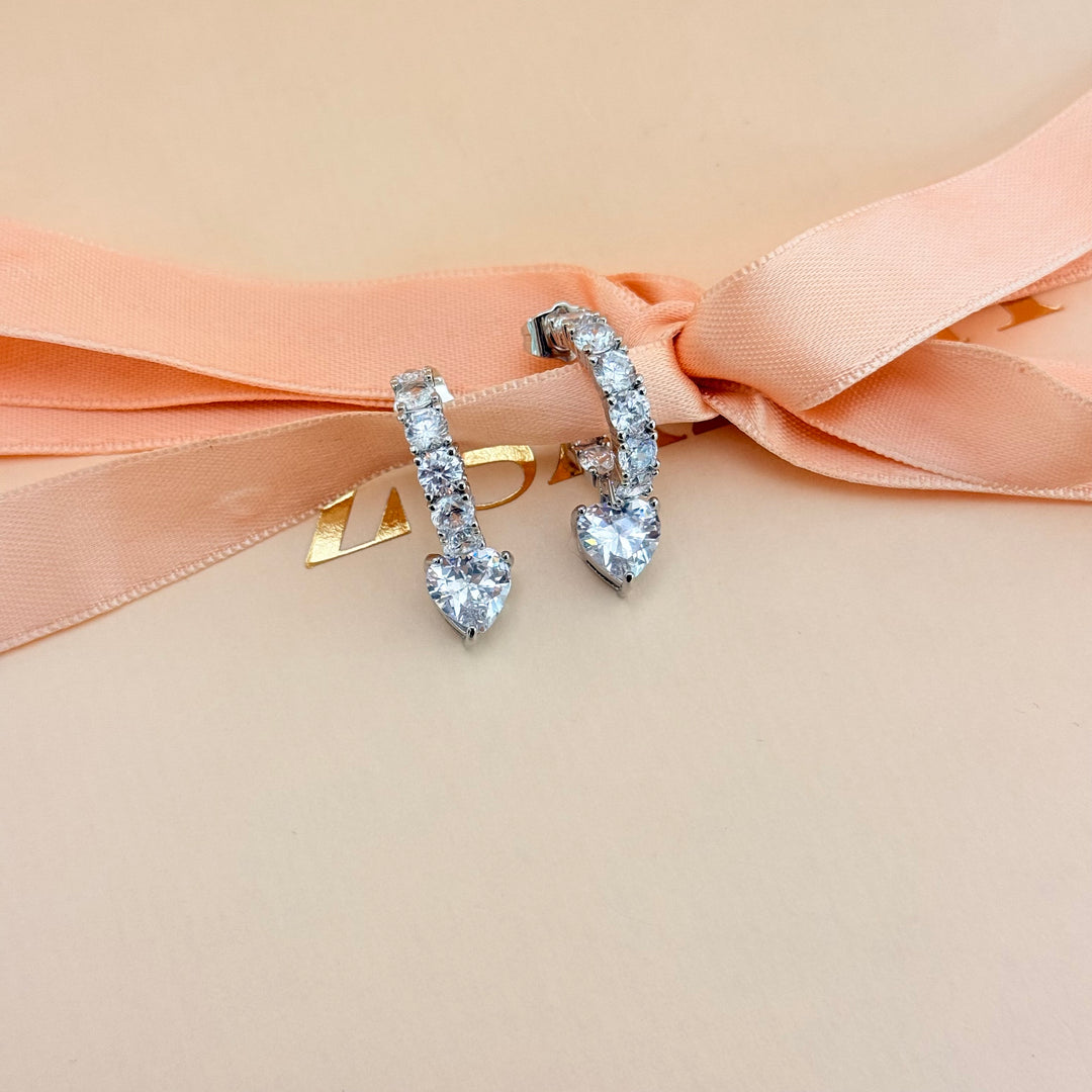 Heart silver zircone hoops