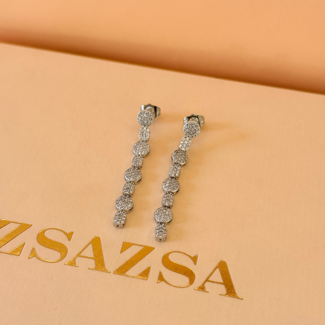 Mixed of shapes zircone silver earrings