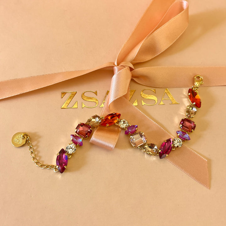 Fuchsia and orange Swarovski crystals set