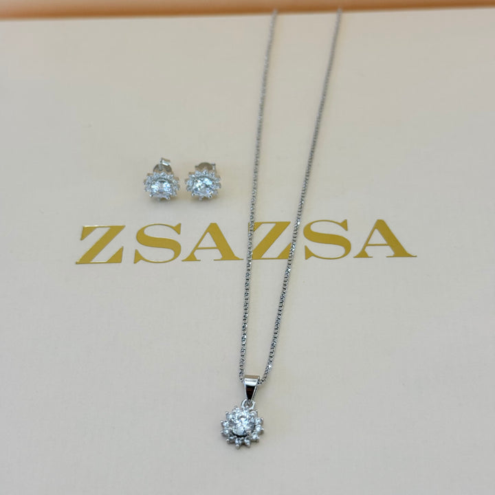 Dainty zircone sterling silver set