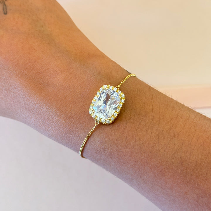 Zircone rectangular in the middle gold plated bracelet